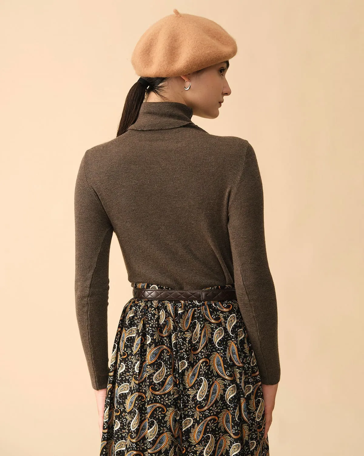 The Solid Turtleneck Ribbed Sweater sold by rihoas product image thumbnail 5