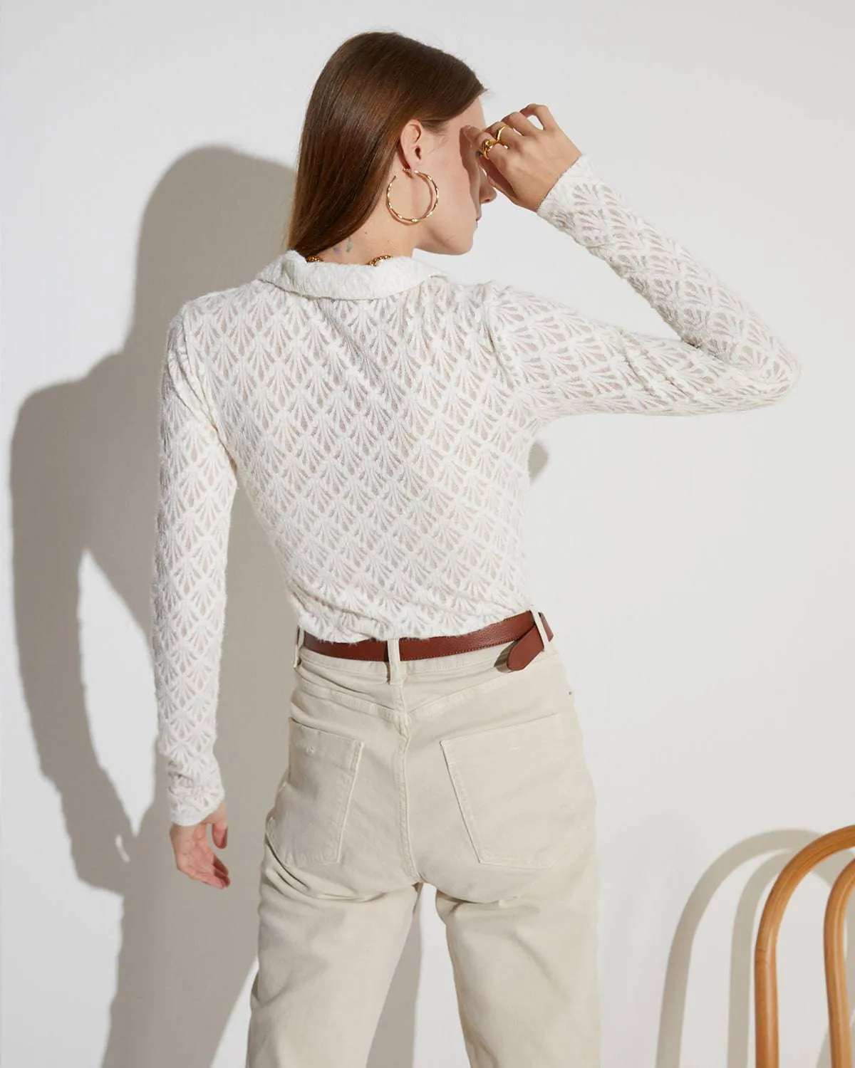 The Collared Cutout Ribbed Blouse sold by rihoas product image thumbnail 5
