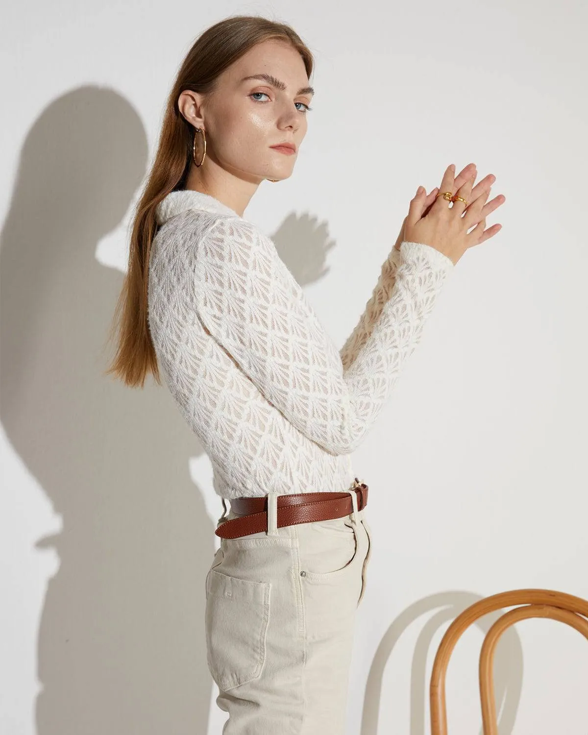 The Collared Cutout Ribbed Blouse sold by rihoas product image thumbnail 3