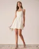 The Off White Jacquard Tie Strap Mini Dress sold by rihoas