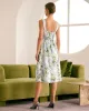 The White Square Neck Floral A-Line Midi Dress sold by rihoas