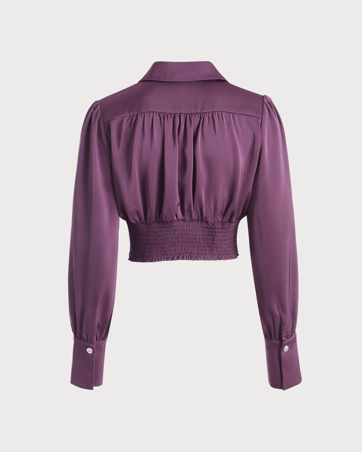 The Solid Satin Collared Wrap Blouse sold by rihoas product image thumbnail 3