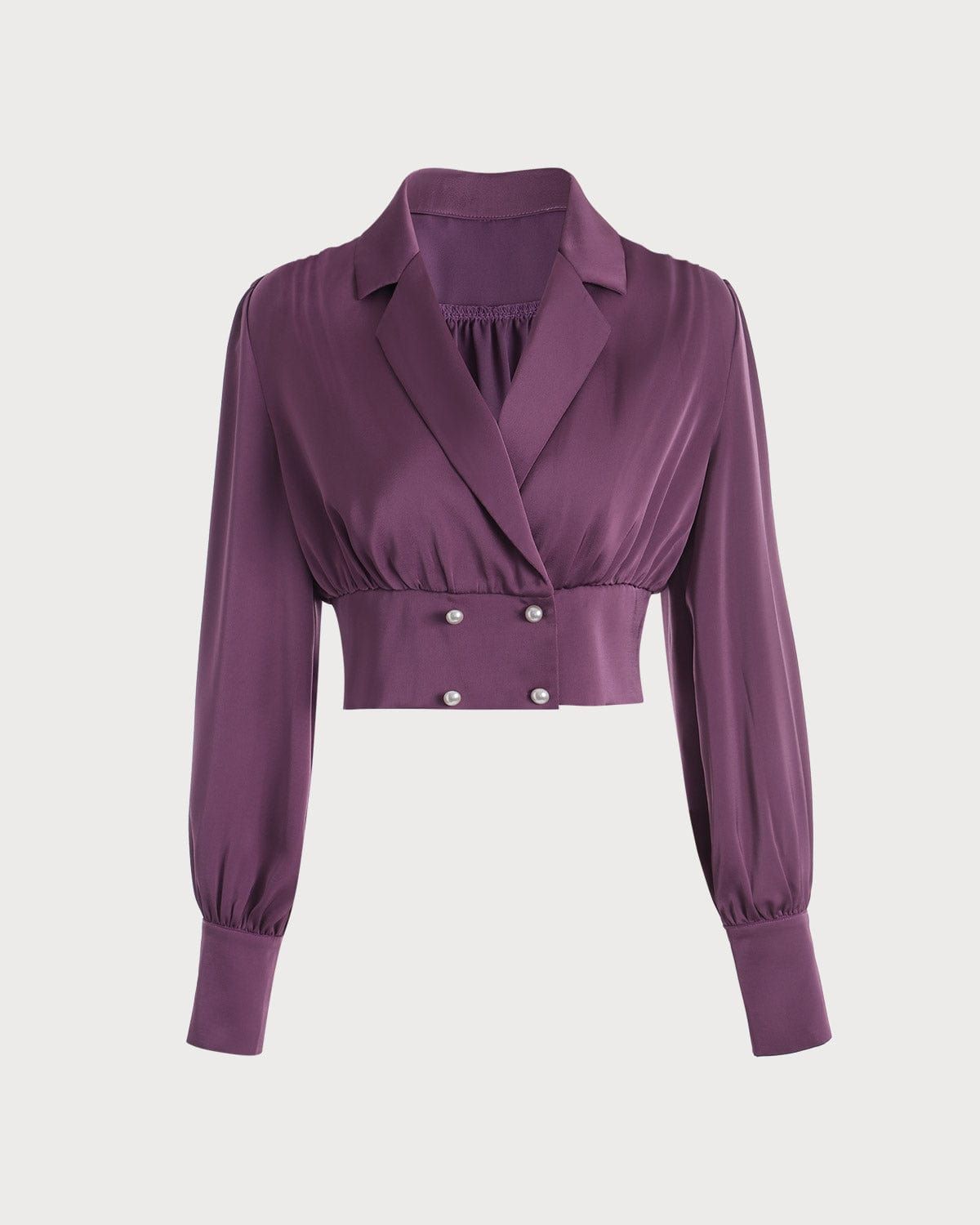 The Solid Satin Collared Wrap Blouse sold by rihoas