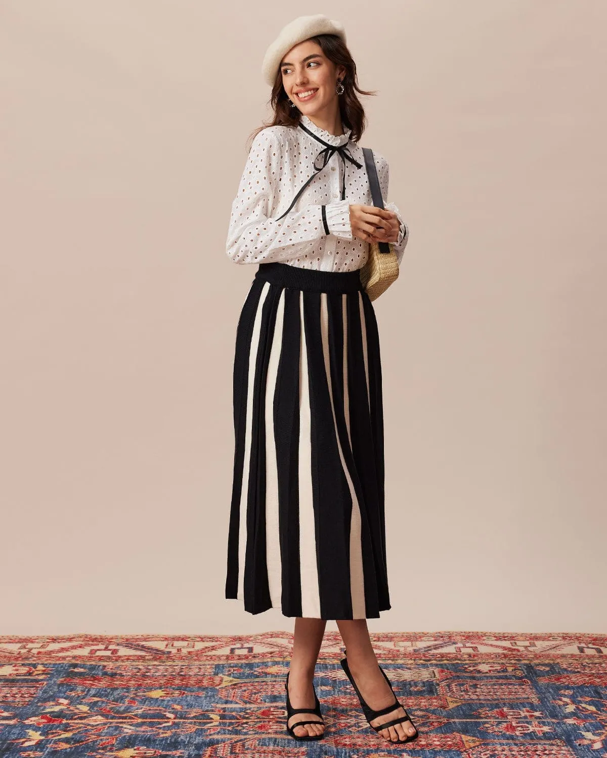 The White Mock Neck Polka Dot Cutout Blouse sold by rihoas product image thumbnail 2