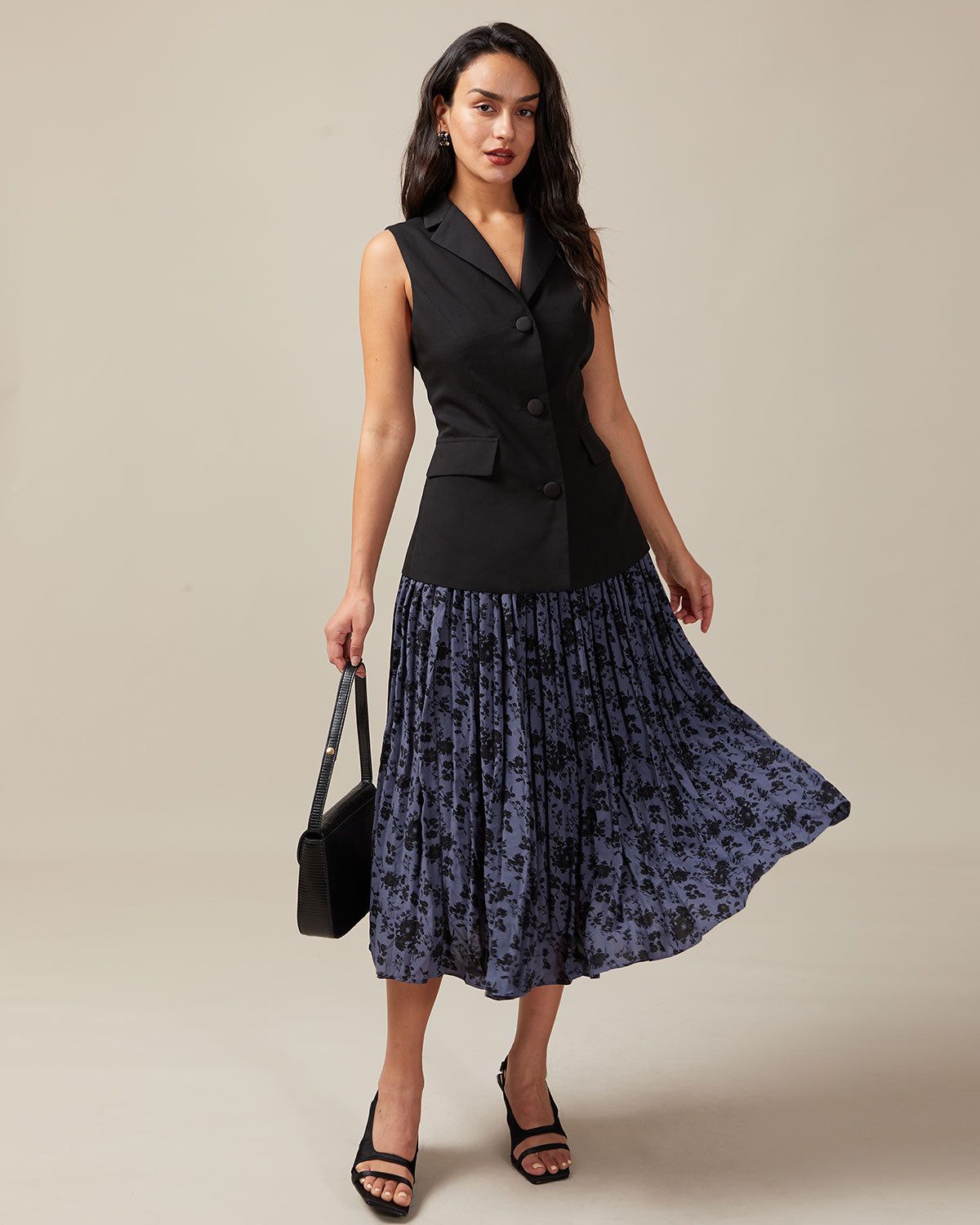 The Black Lapel Button Up Sleeveless Vest sold by rihoas product image thumbnail 5