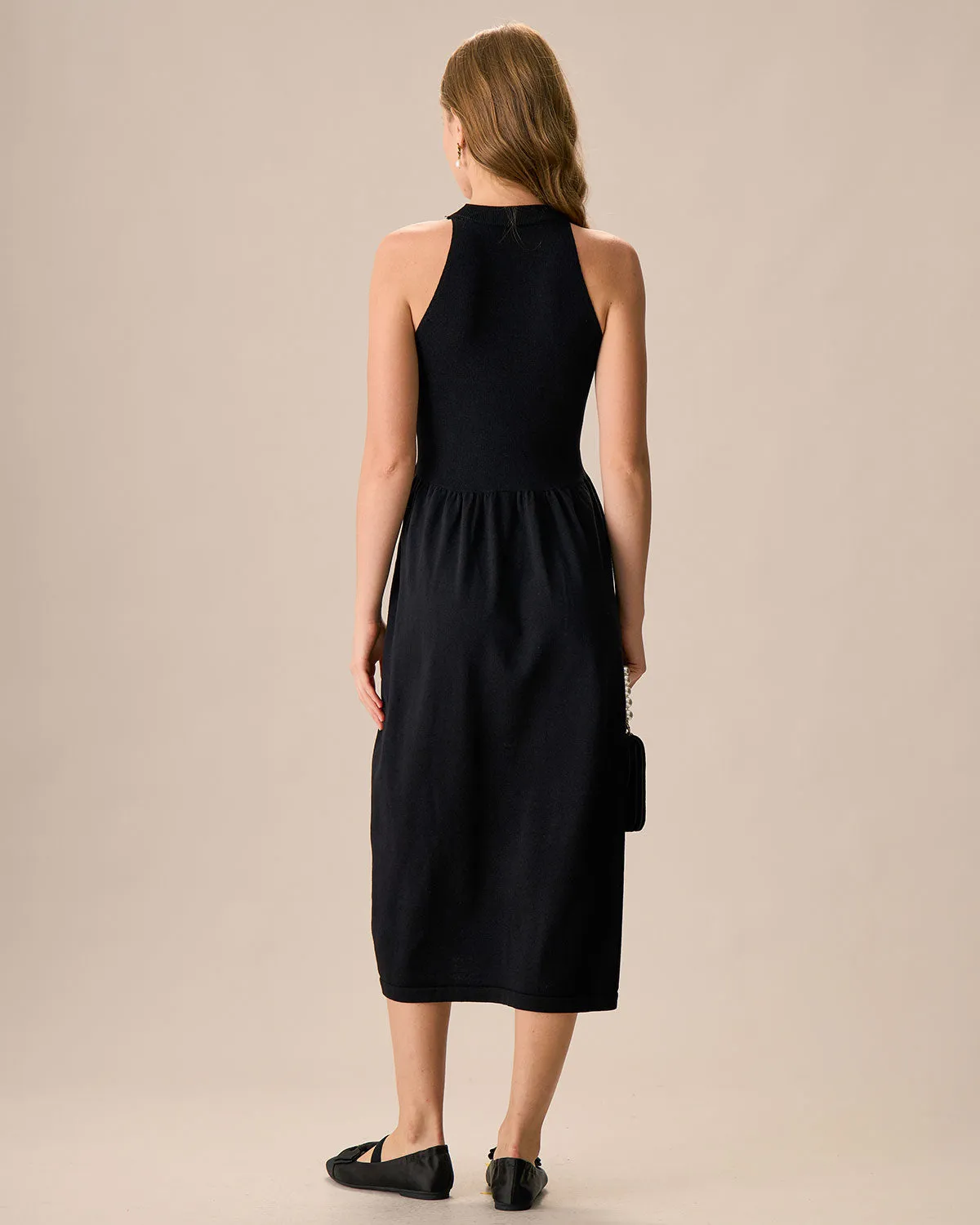 Women's Black Sleeveless Knitted Sweater Dress sold by rihoas product image thumbnail 4