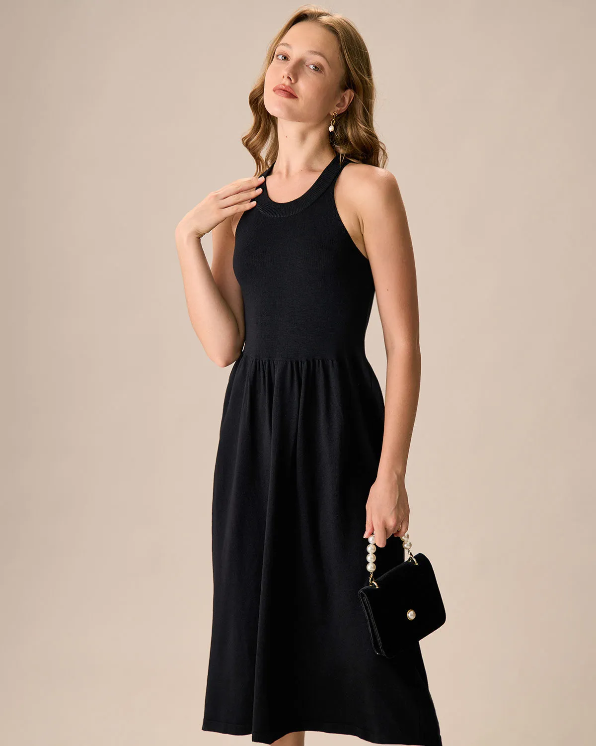 Women's Black Sleeveless Knitted Sweater Dress sold by rihoas product image thumbnail 3