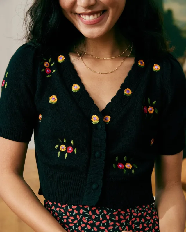 The Floral Embroidered Crop Tee sold by rihoas