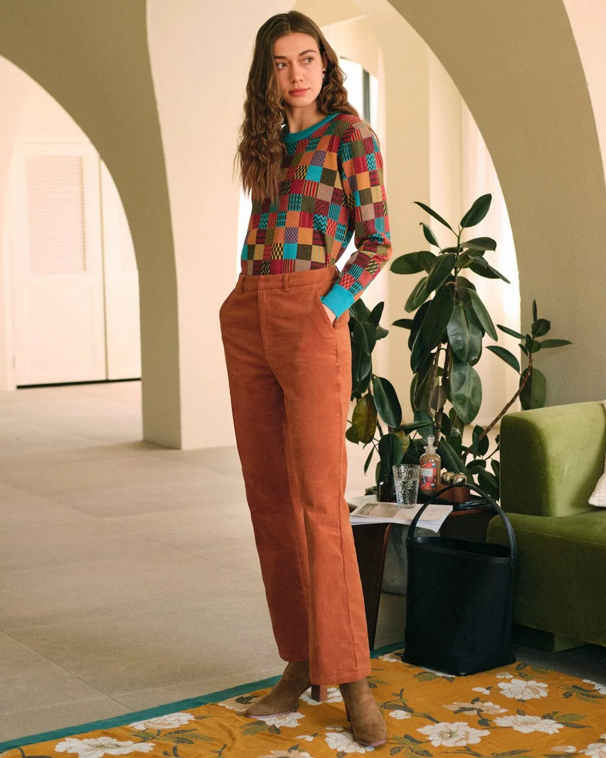 The Solid Corduroy Straight Leg Pants sold by rihoas product image thumbnail 4