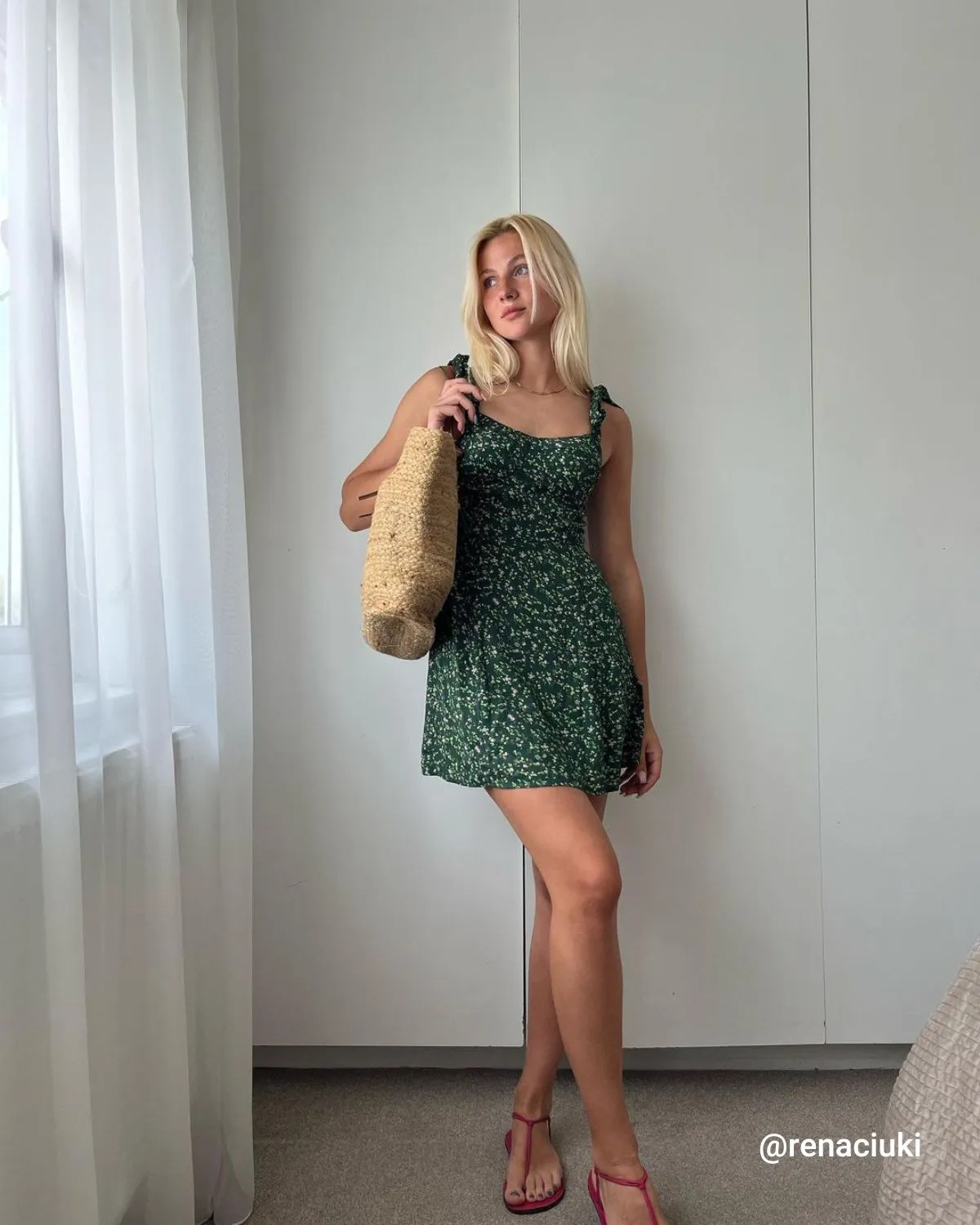 The Green Sweetheart Neck Floral Slip Mini Dress sold by rihoas product image thumbnail 5