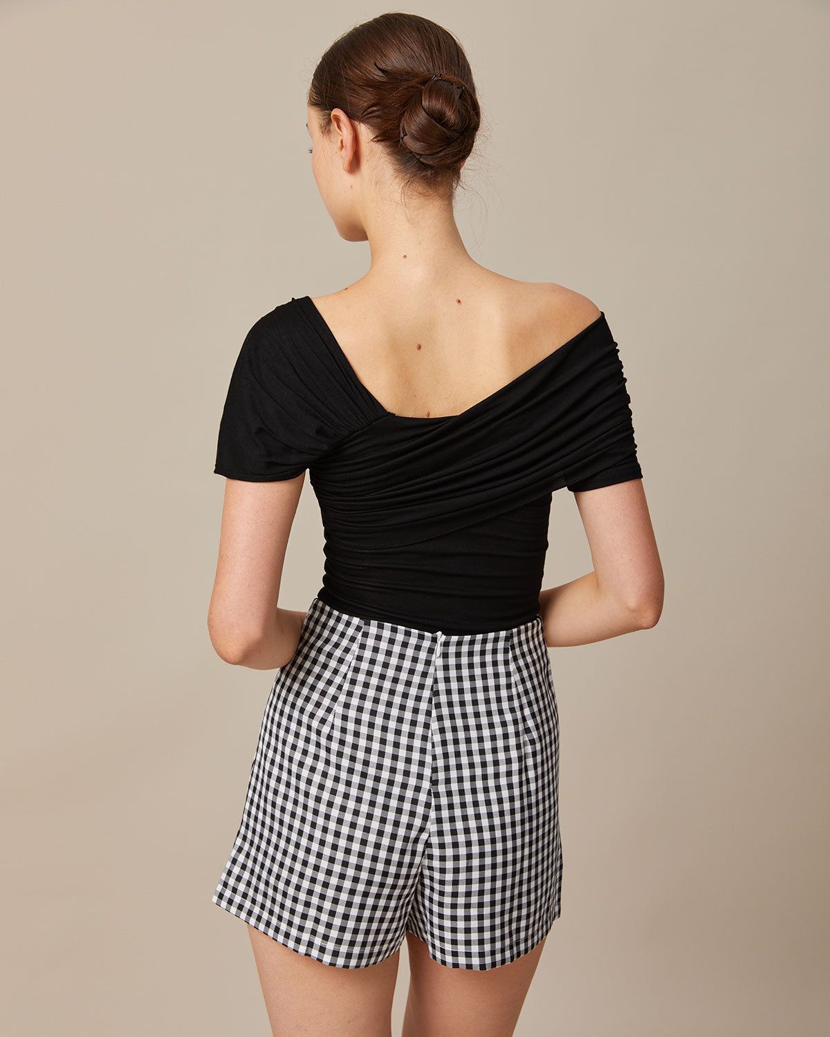 The Black Ruched Off The Shoulder Tee sold by rihoas product image thumbnail 6