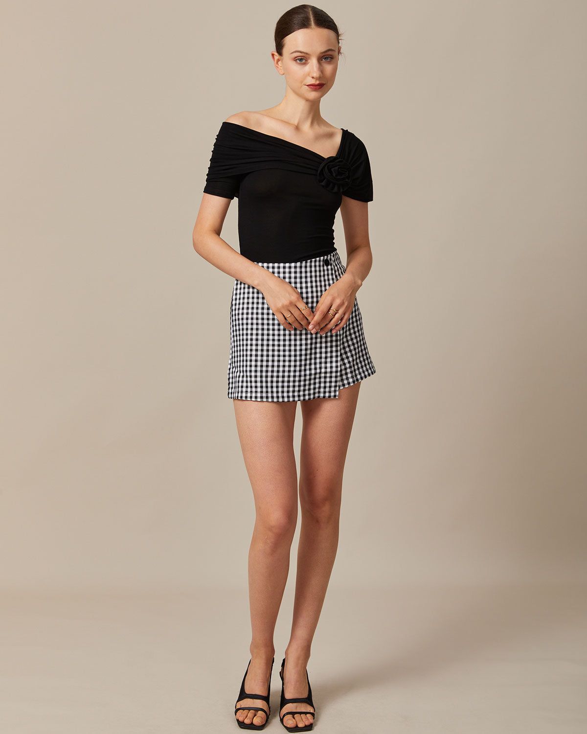 The Black Ruched Off The Shoulder Tee sold by rihoas product image thumbnail 3