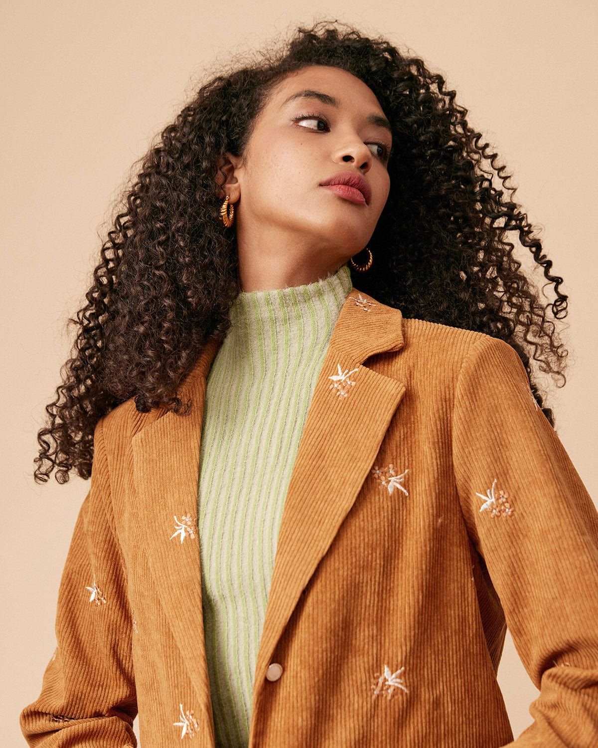 The Collared Embroidery Corduroy Blazer sold by rihoas product image thumbnail 2