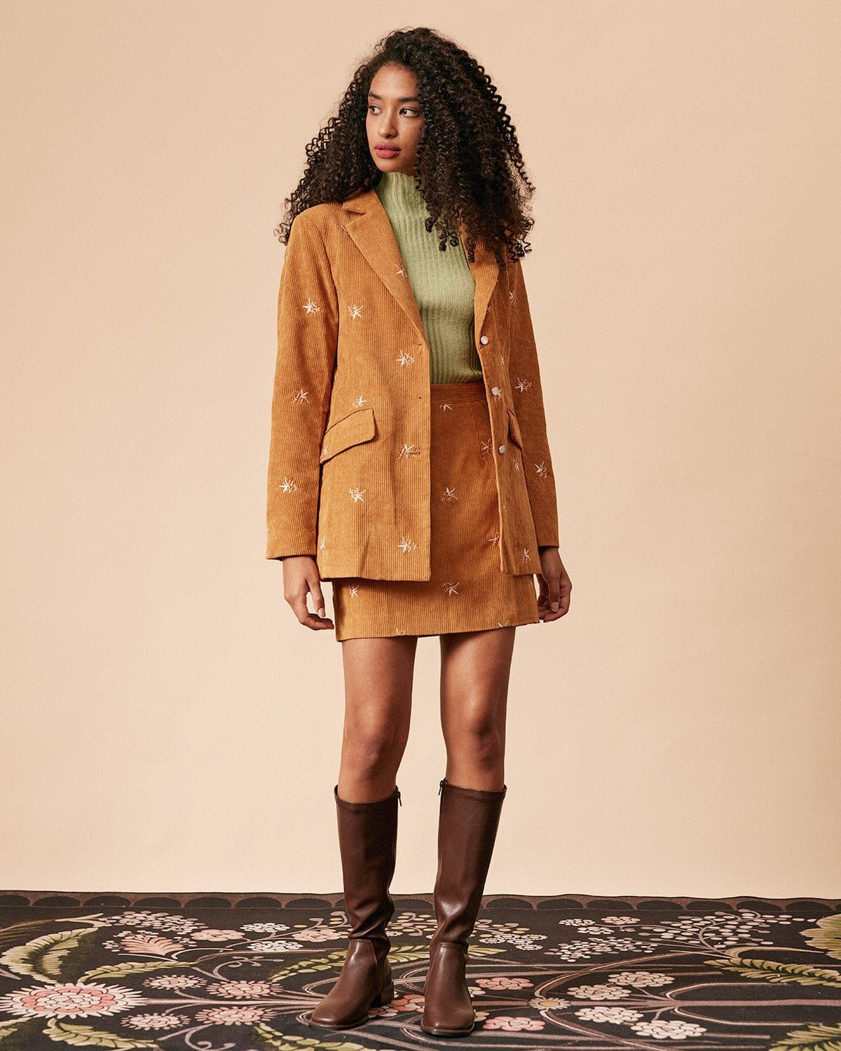 The Collared Embroidery Corduroy Blazer sold by rihoas product image thumbnail 5