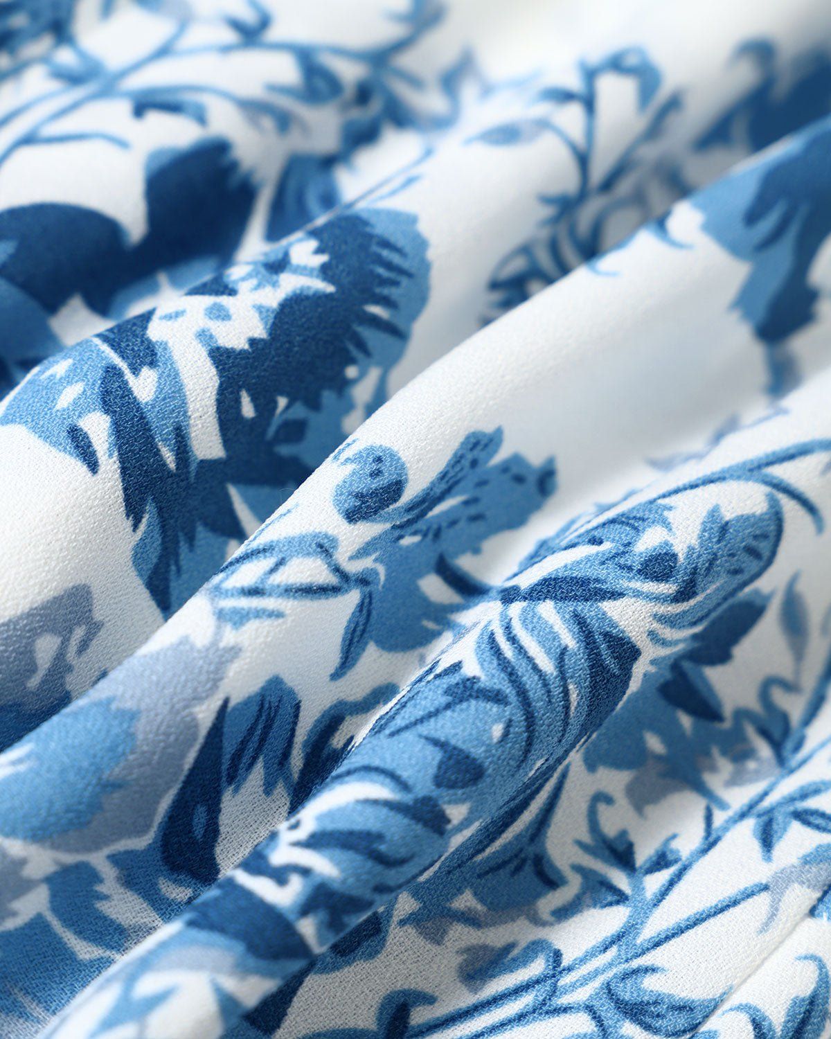The Blue V Neck Floral Lantern Sleeve Blouse sold by rihoas product image thumbnail 5