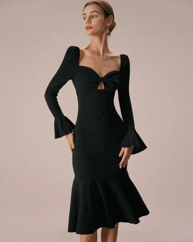 The Black Bowknot Collar Mermaid Midi Dress sold by rihoas