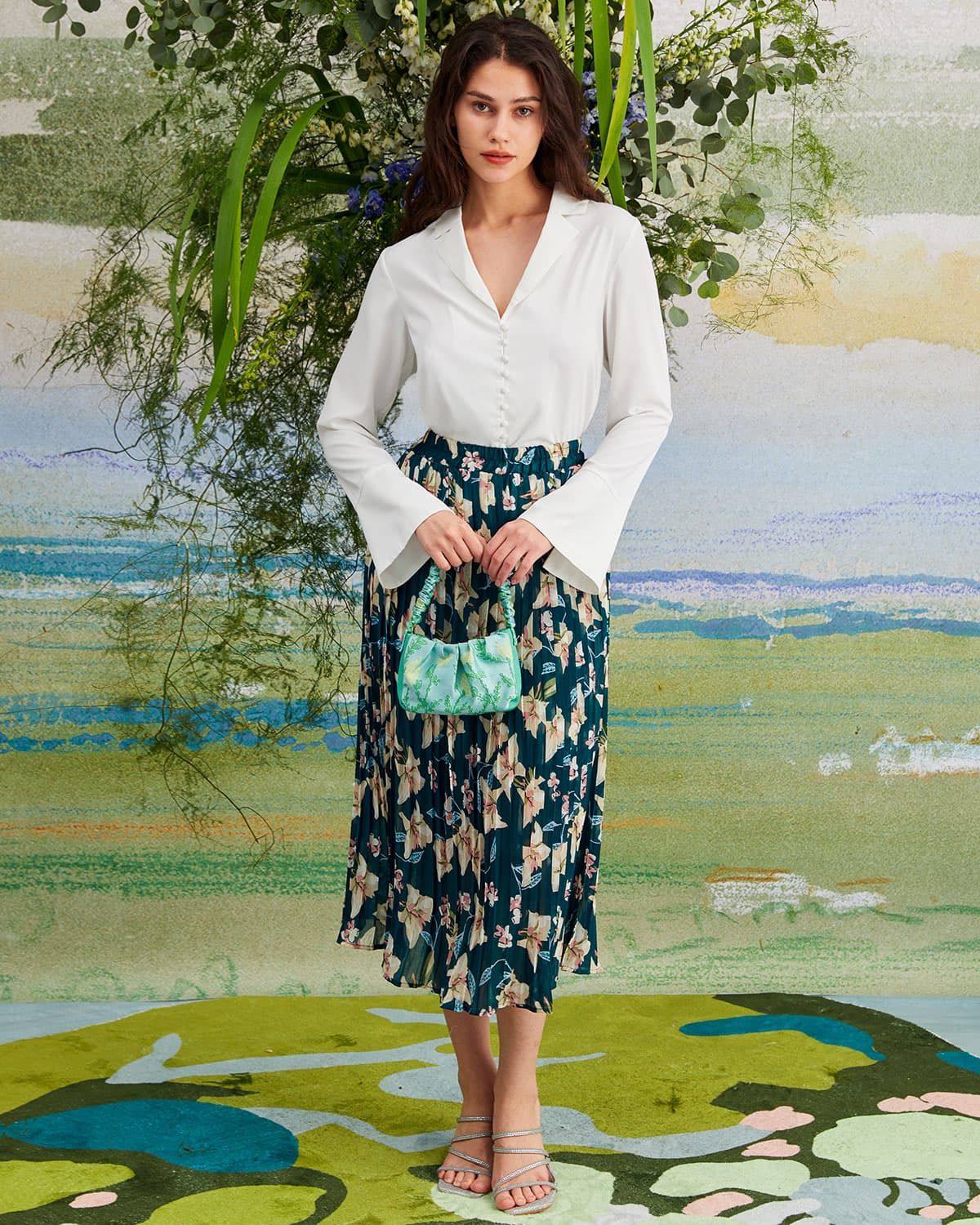 The White Lapel Button Flare Sleeve Shirt sold by rihoas product image thumbnail 4