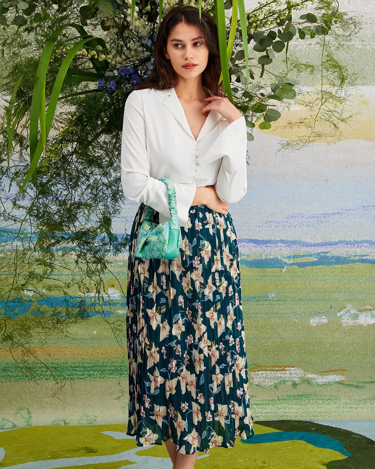 The White Lapel Button Flare Sleeve Shirt sold by rihoas product image thumbnail 3