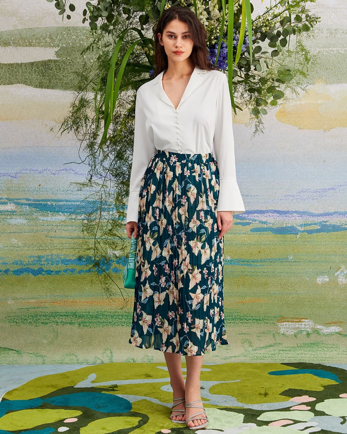 The White Lapel Button Flare Sleeve Shirt sold by rihoas product image thumbnail 2