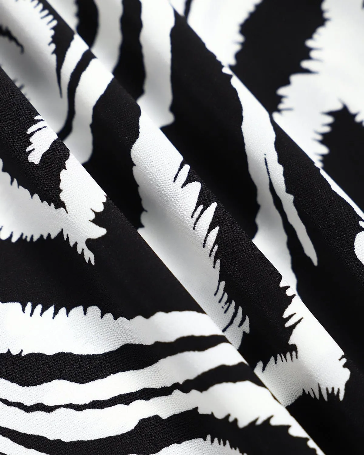 The Black Lapel Zebra Tie Waist Button Shirt sold by rihoas product image thumbnail 5