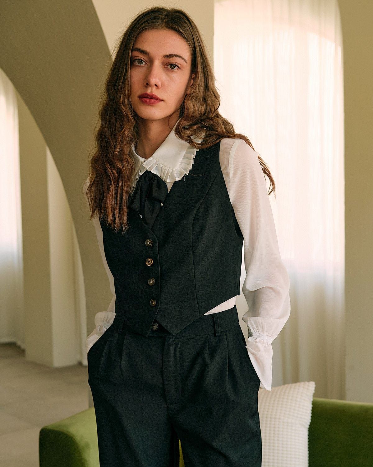 The Solid Color V Neck Vest sold by rihoas product image thumbnail 12