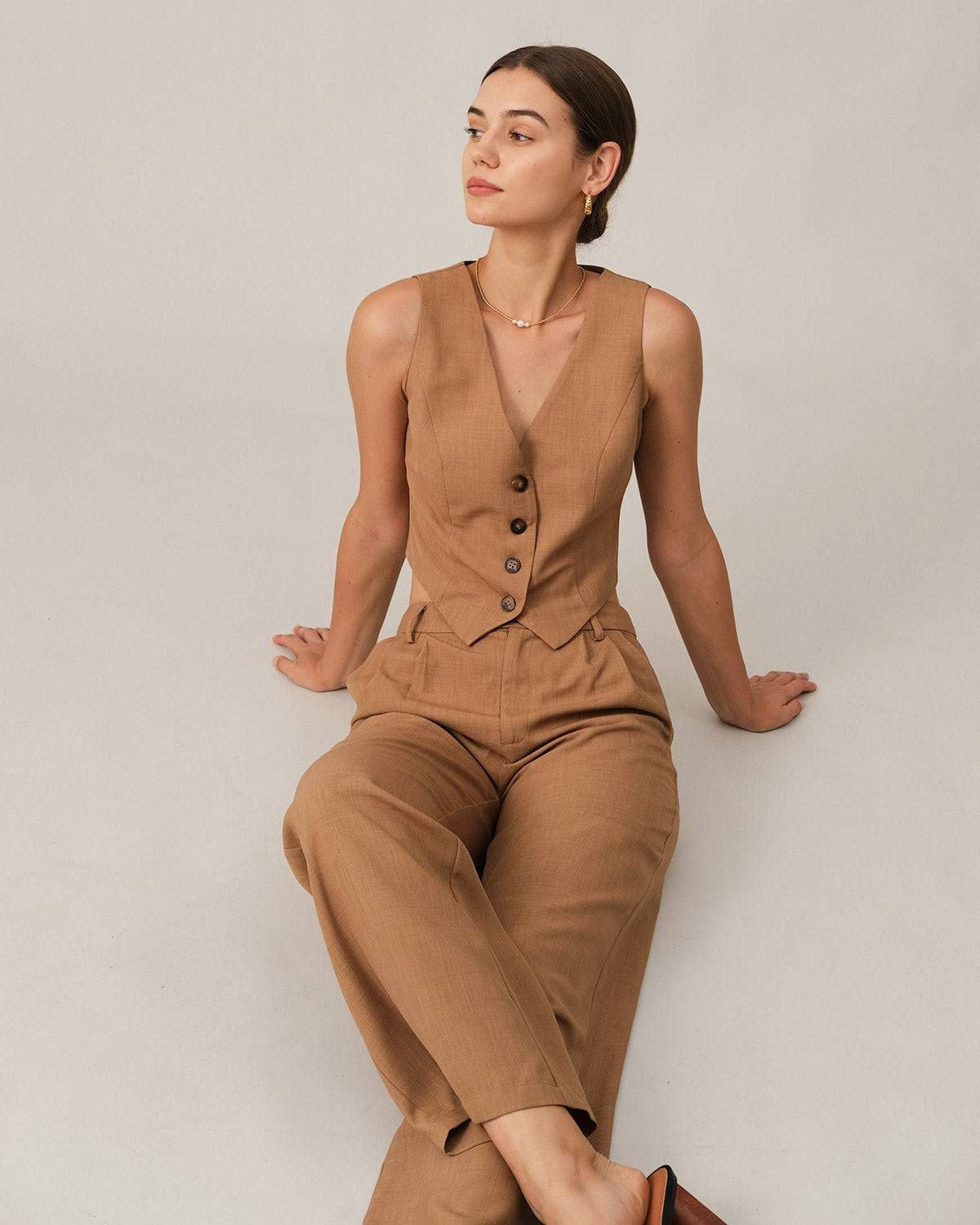 The Solid Color V Neck Vest sold by rihoas product image thumbnail 5