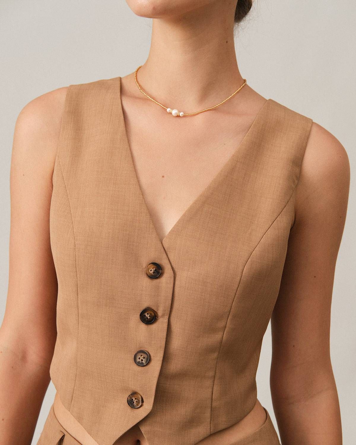 The Solid Color V Neck Vest sold by rihoas product image thumbnail 3