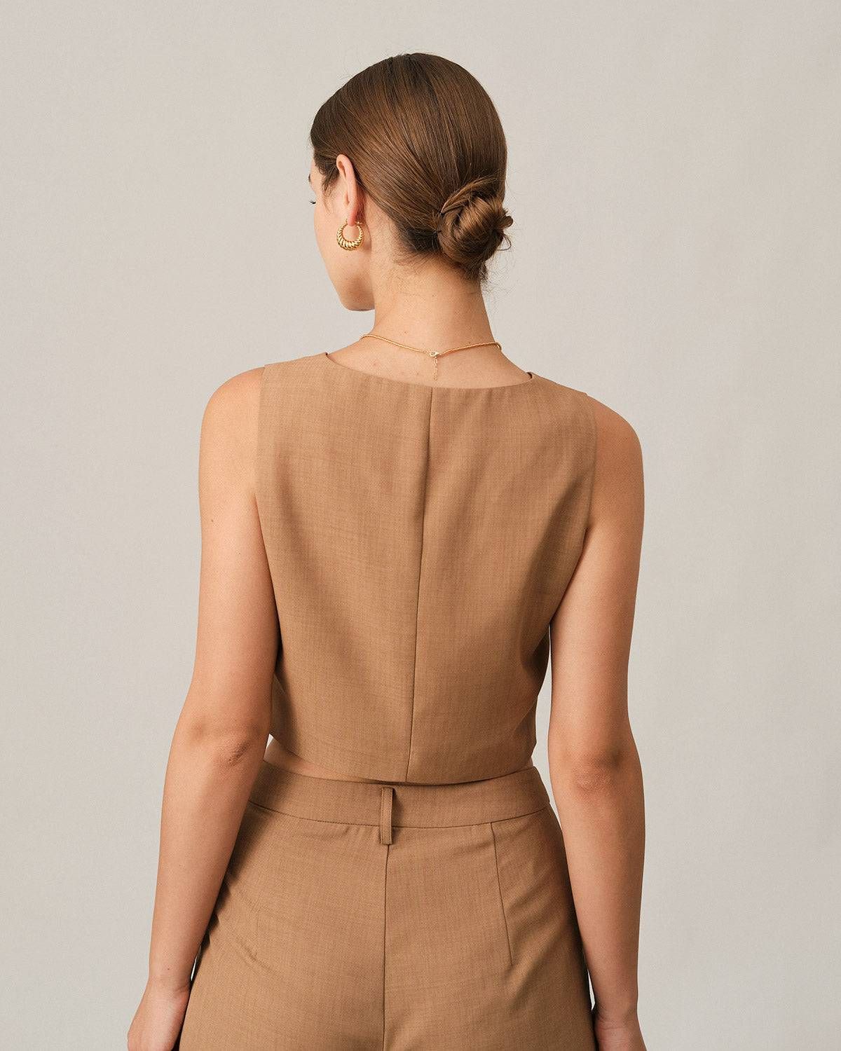 The Solid Color V Neck Vest sold by rihoas product image thumbnail 7