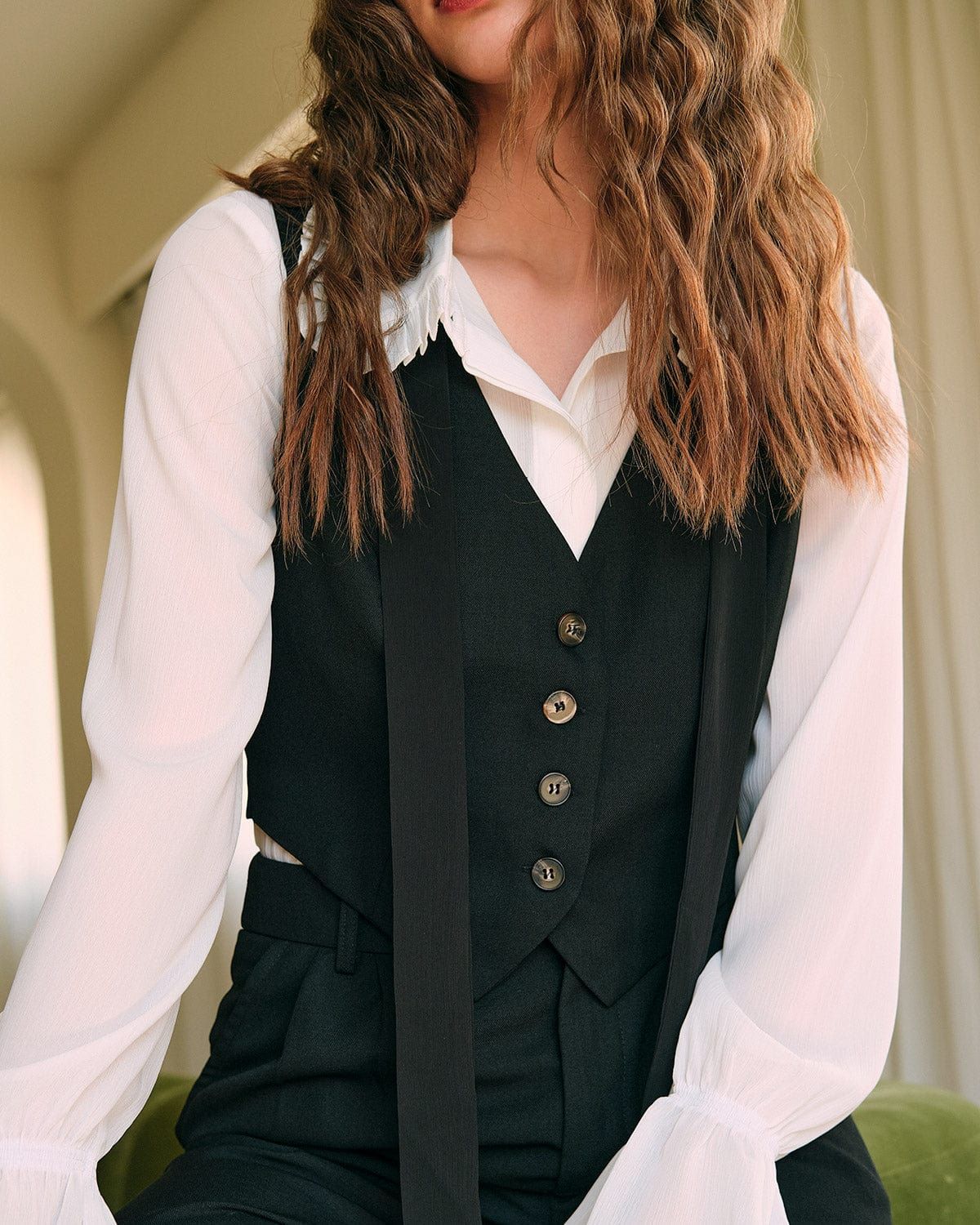 The Solid Color V Neck Vest sold by rihoas product image thumbnail 10