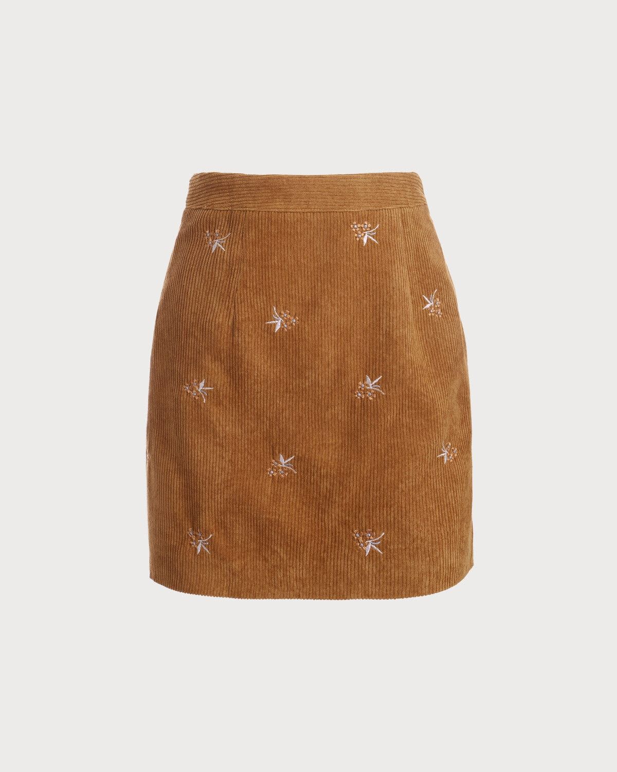 The Corduroy Embroidery High Waisted Mini Skirt sold by rihoas product image thumbnail 6