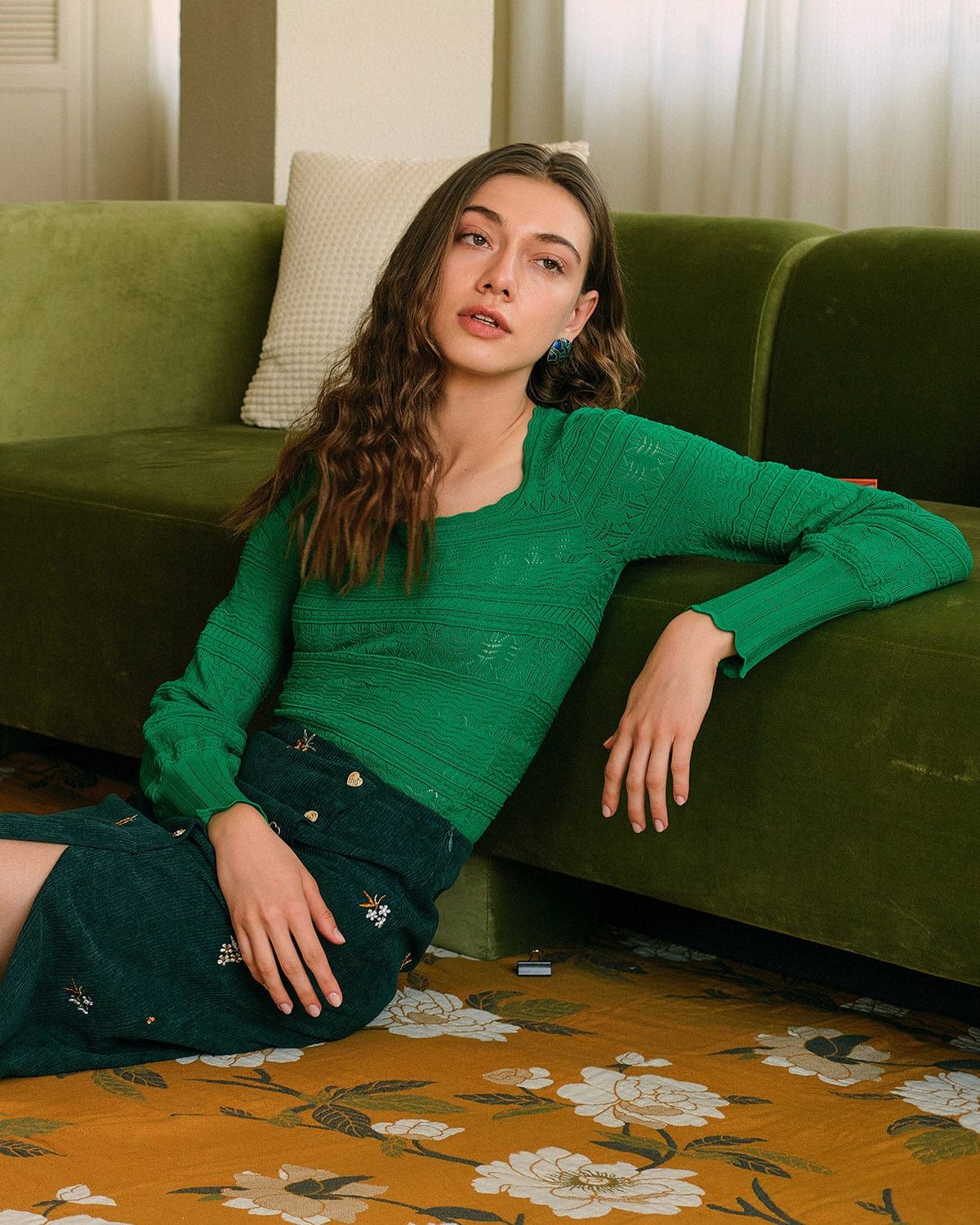 The Solid Lantern Sleeve Knit Top sold by rihoas product image thumbnail 3