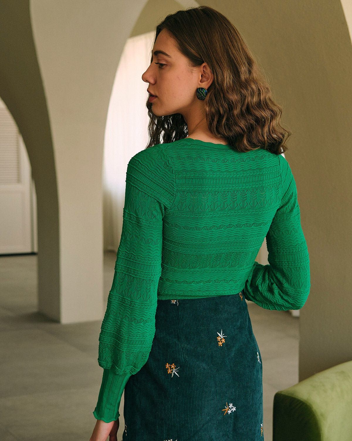 The Solid Lantern Sleeve Knit Top sold by rihoas product image thumbnail 5