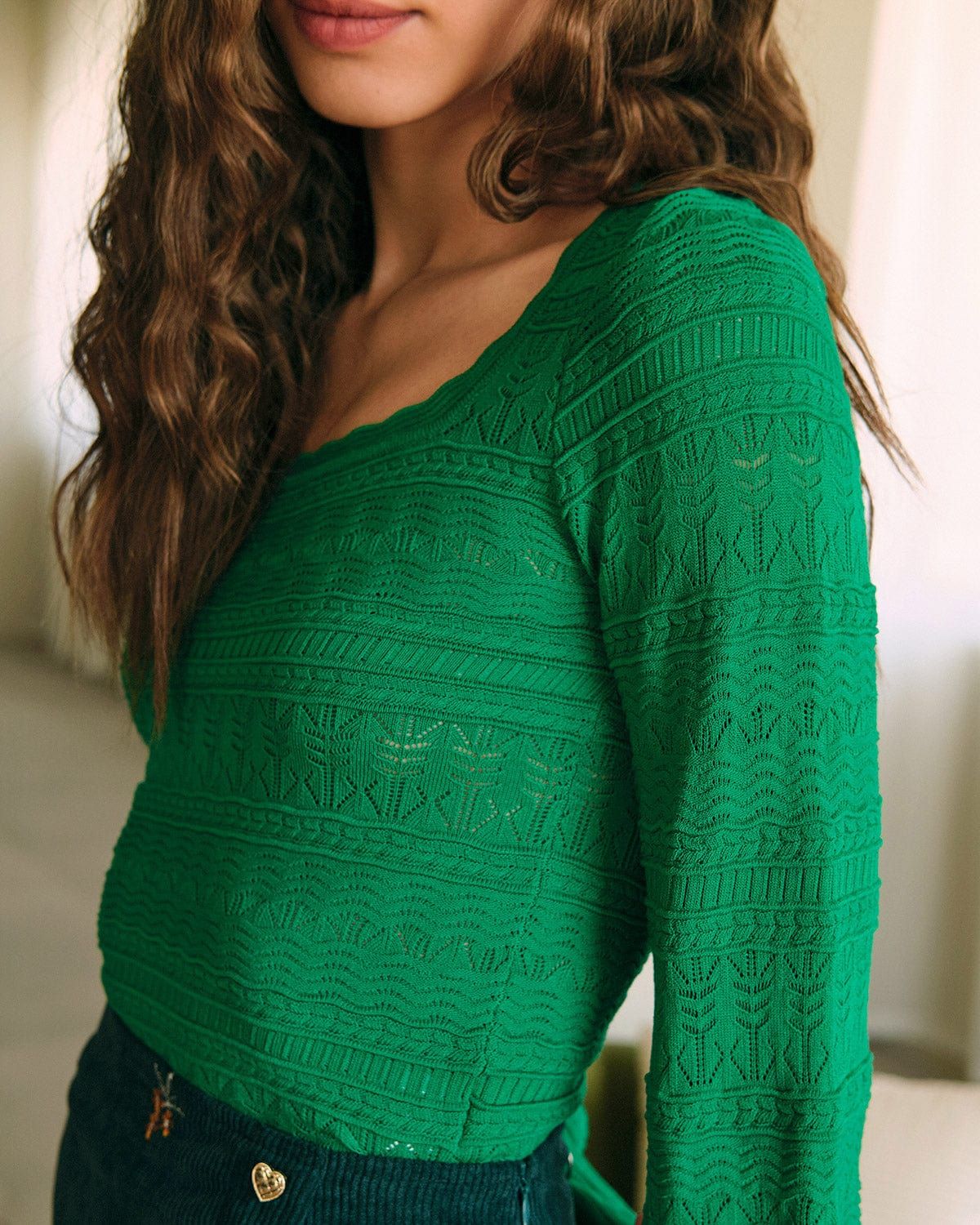 The Solid Lantern Sleeve Knit Top sold by rihoas product image thumbnail 2