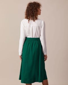 The White Lapel Button Long Sleeve Blouse sold by rihoas