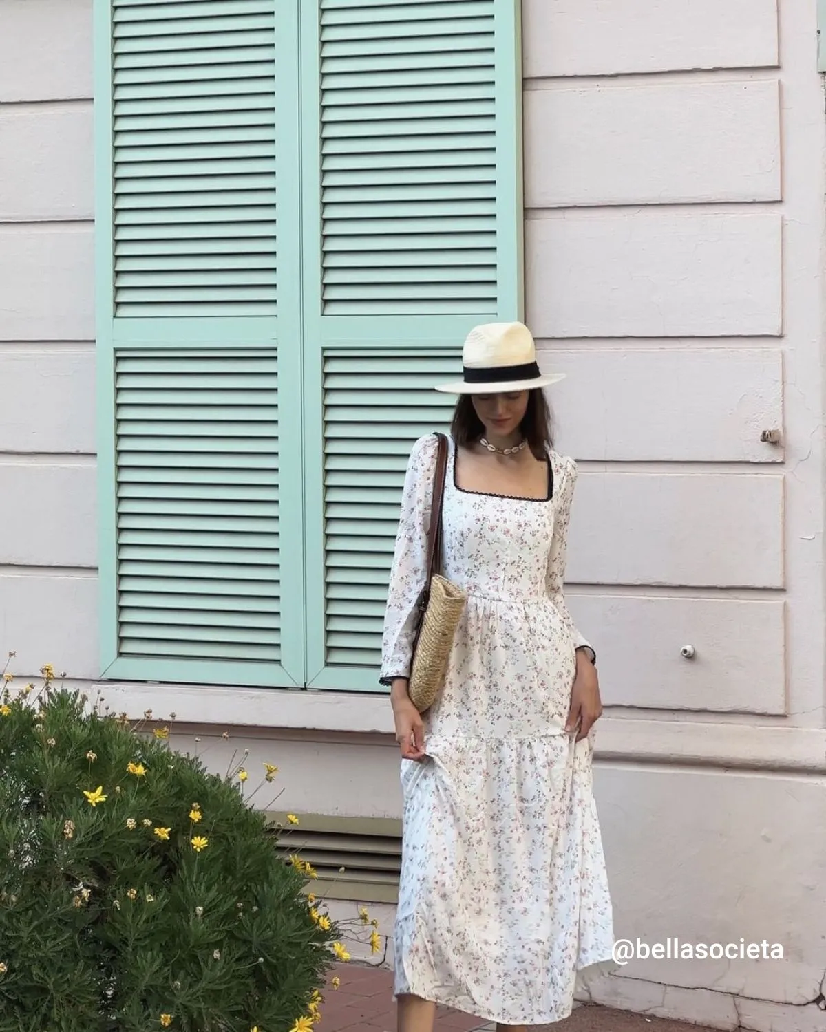 The White Square Neck Floral Maxi Dress sold by rihoas product image thumbnail 5