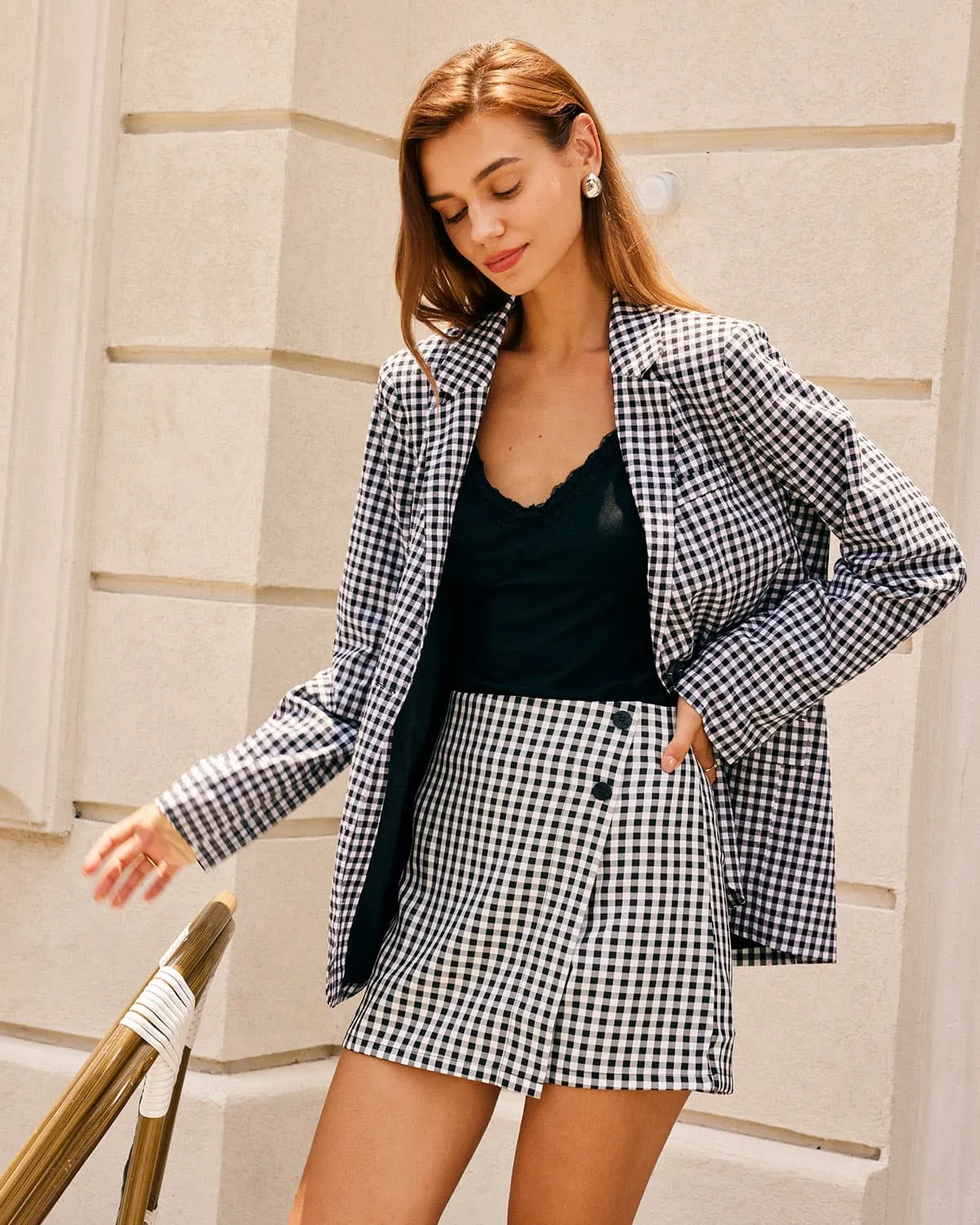 The Black Lapel Plaid Single-Breasted Blazer sold by rihoas