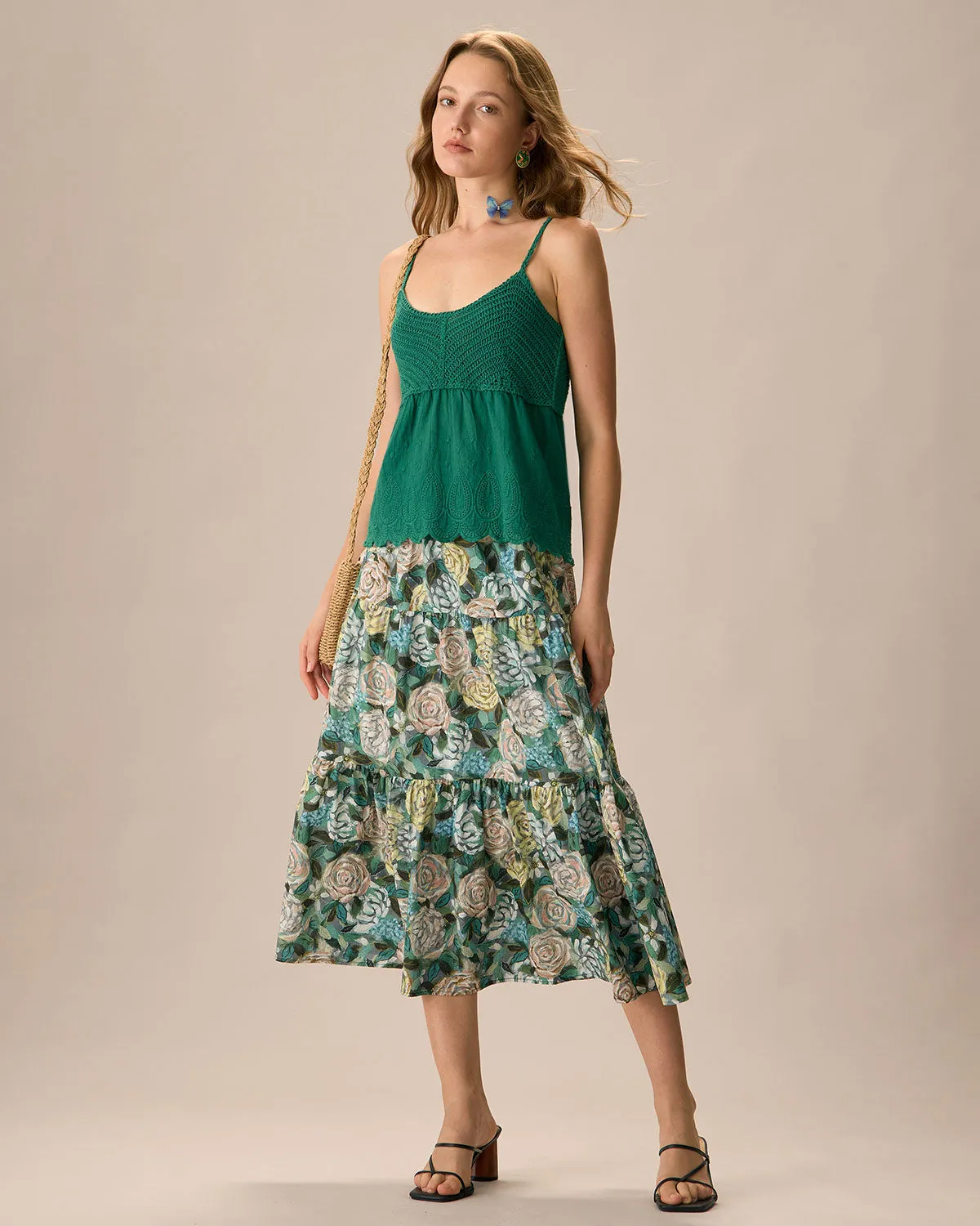 Women's Green Cropped Knitted Cami Top sold by rihoas product image thumbnail 4
