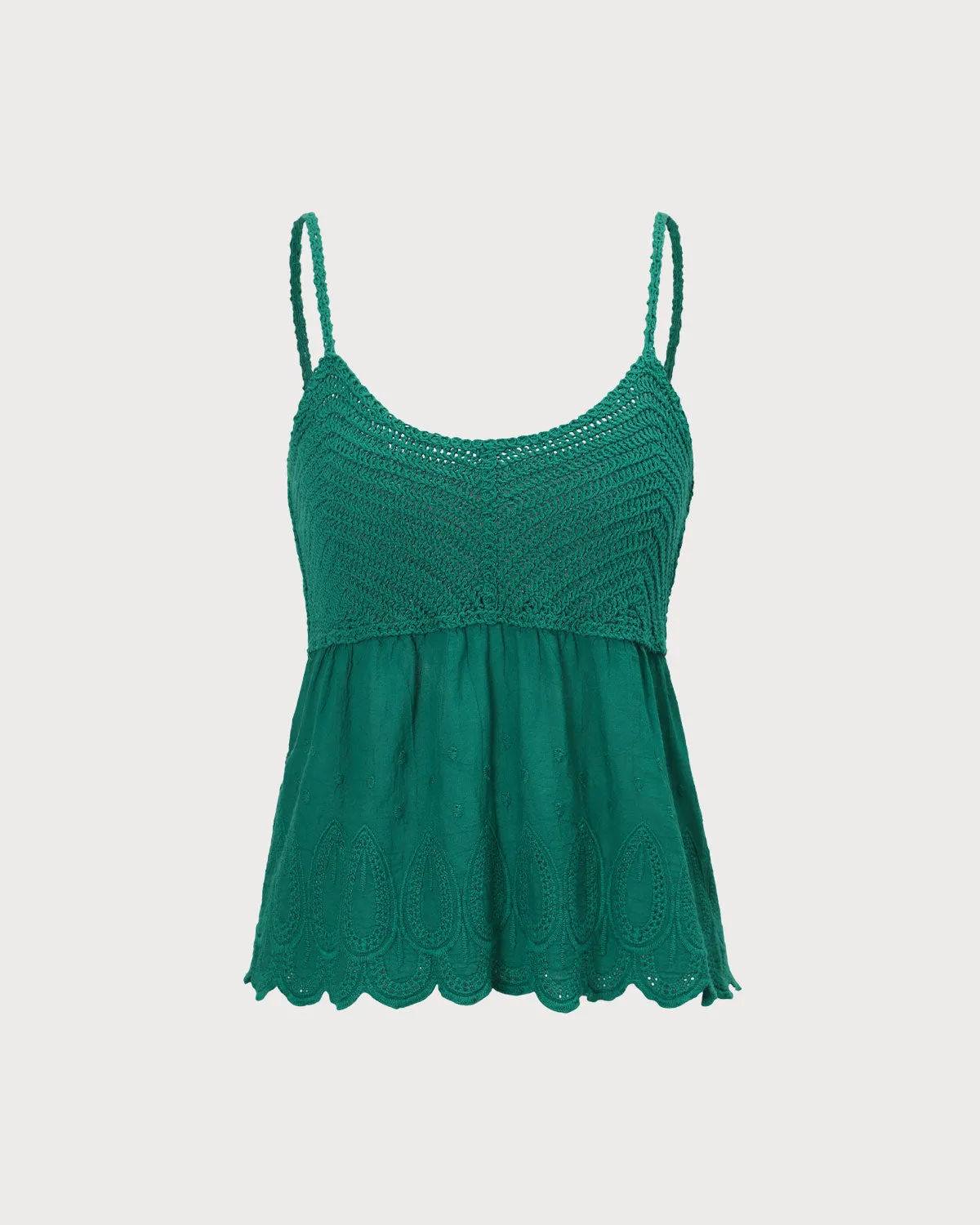 Women's Green Cropped Knitted Cami Top sold by rihoas product image thumbnail 5