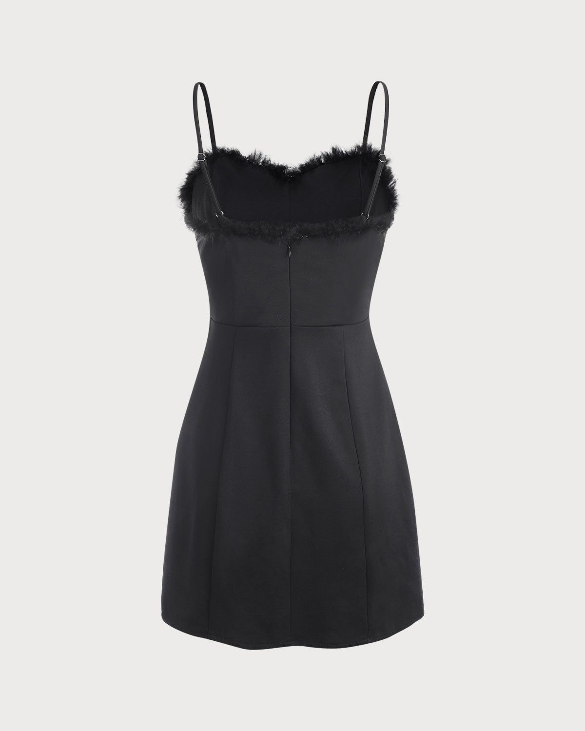 The Black Feather Trim Slit Mini Dress sold by rihoas product image thumbnail 3
