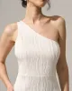 The White One-Shoulder Water Ripple Mini Dress sold by rihoas