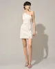 The White One-Shoulder Water Ripple Mini Dress sold by rihoas