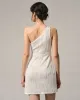 The White One-Shoulder Water Ripple Mini Dress sold by rihoas