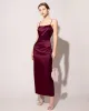 The Red Back Slit Satin Sling Maxi Dress sold by rihoas