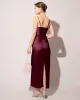 The Red Back Slit Satin Sling Maxi Dress sold by rihoas