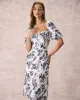 The Multi Sweetheart Neck Floral Midi Dress sold by rihoas