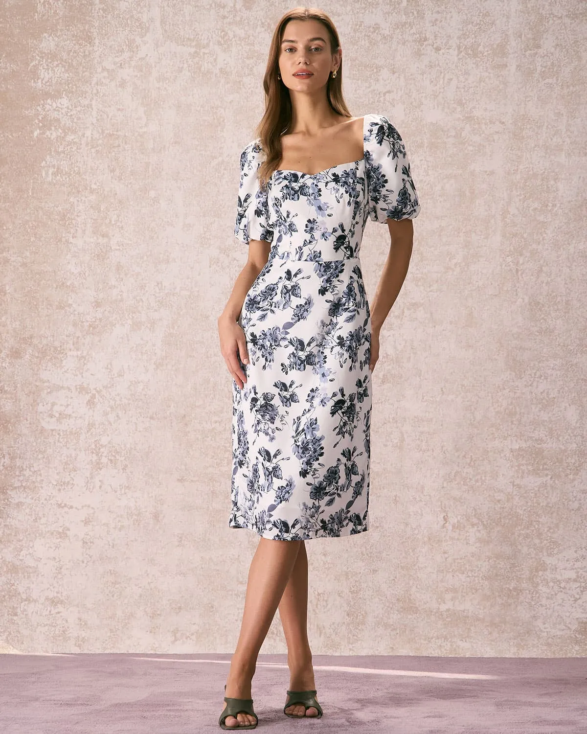 The Multi Sweetheart Neck Floral Midi Dress sold by rihoas