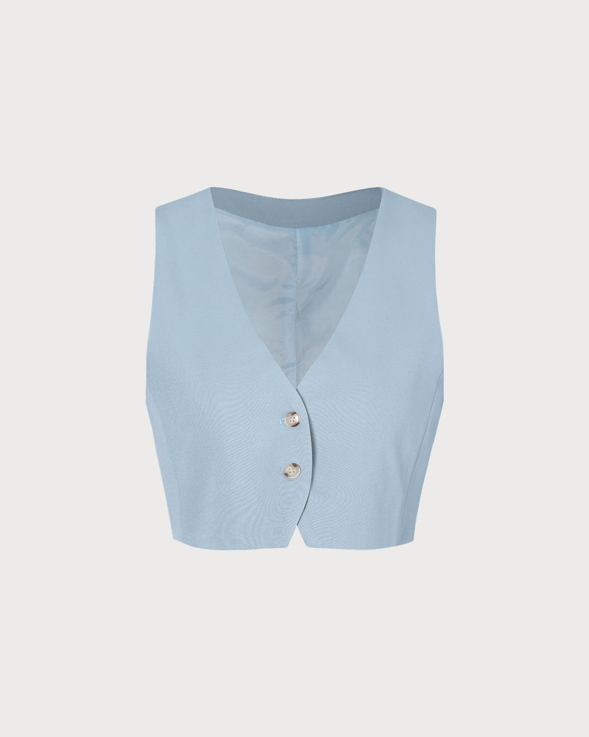 The Blue V Neck Ribbed Button Pointelle Knit Vest sold by rihoas product image thumbnail 6