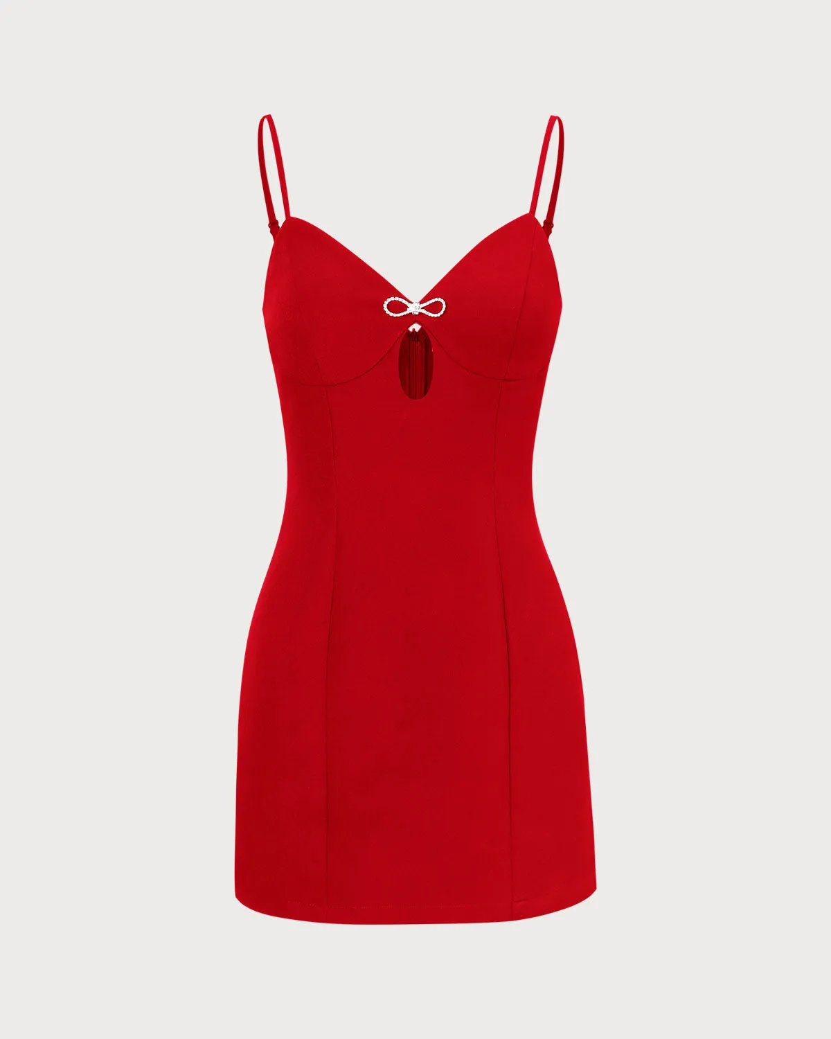 The Red V Neck Cutout Sleeveless Mini Dress sold by rihoas product image thumbnail 4