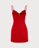 The Red V Neck Cutout Sleeveless Mini Dress sold by rihoas