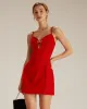The Red V Neck Cutout Sleeveless Mini Dress sold by rihoas